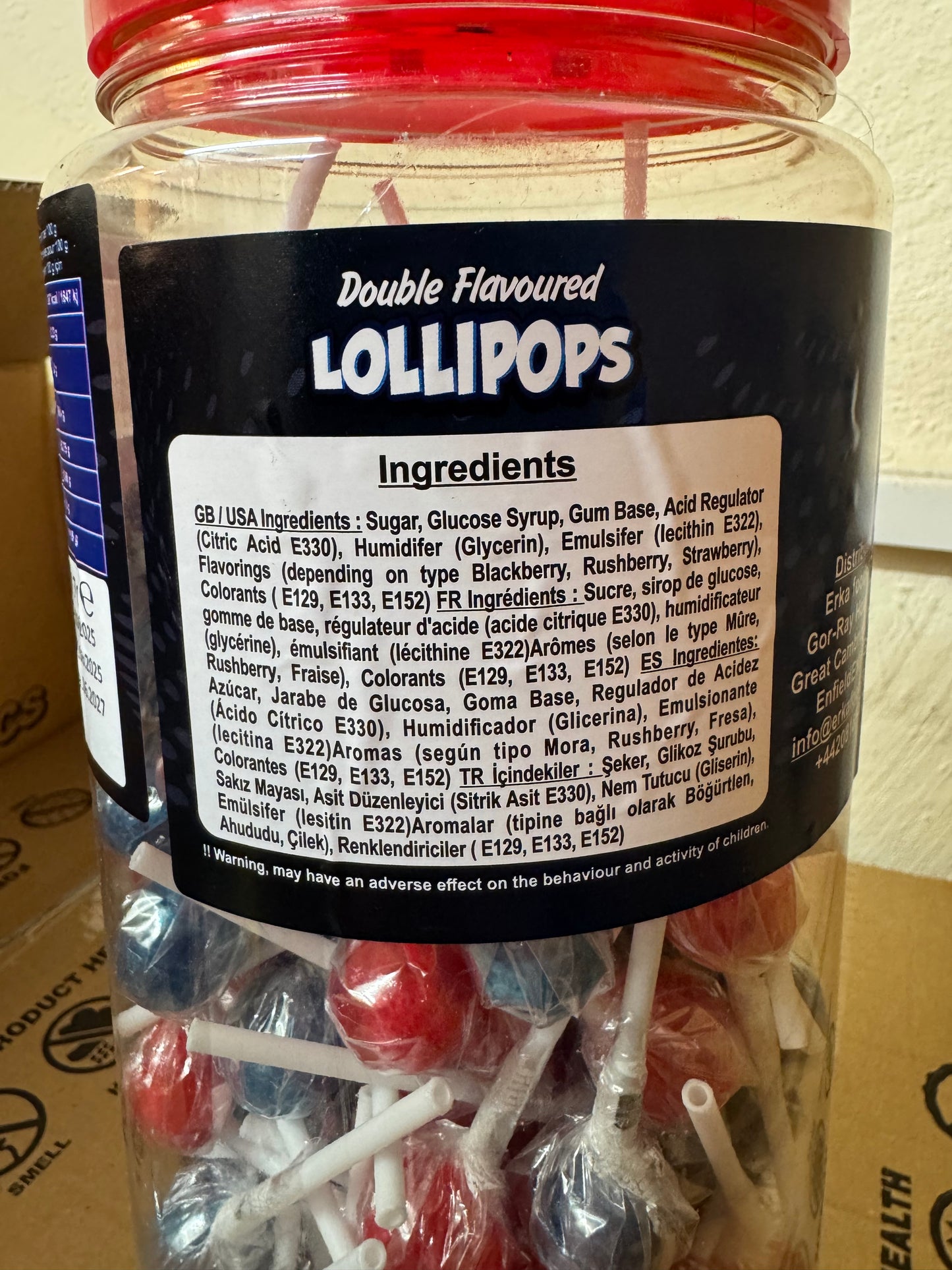 150 Tongue Painter Lollies With Jar & Retail Lid