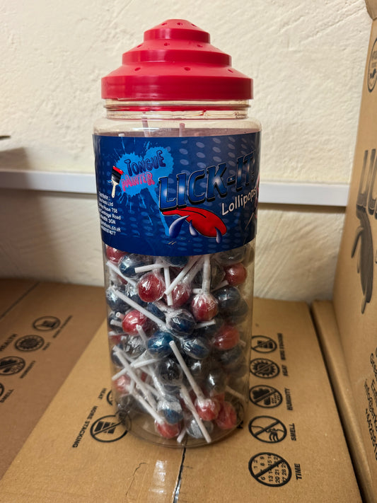 150 Tongue Painter Lollies With Jar & Retail Lid