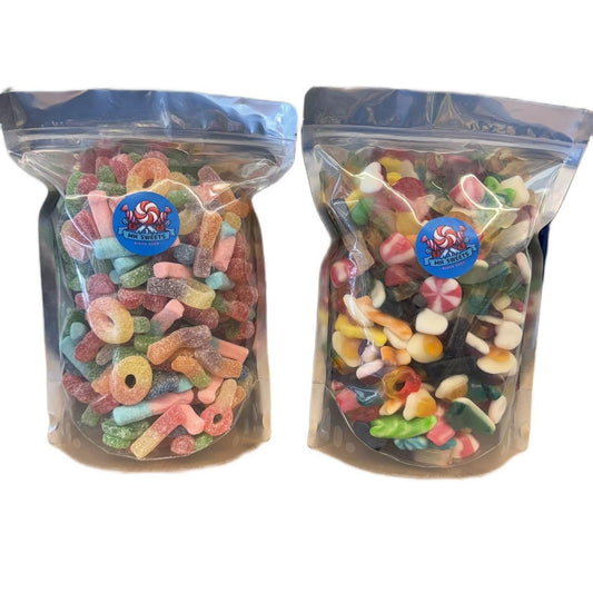 MH’s 2KG DUO SWEET MIX - 1KG FIZZY & 1KG NON FIZZY