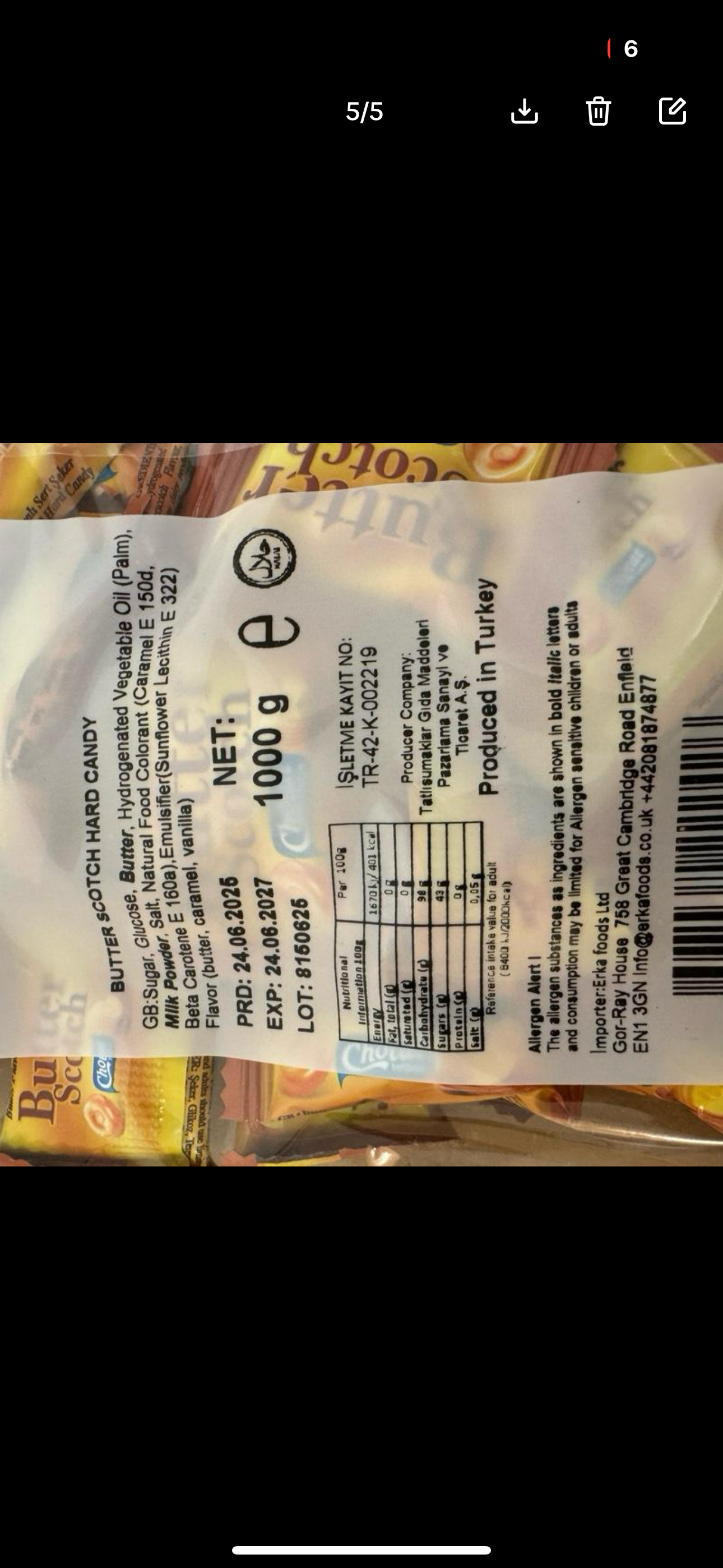 1KG Hard Candies Butterscotch