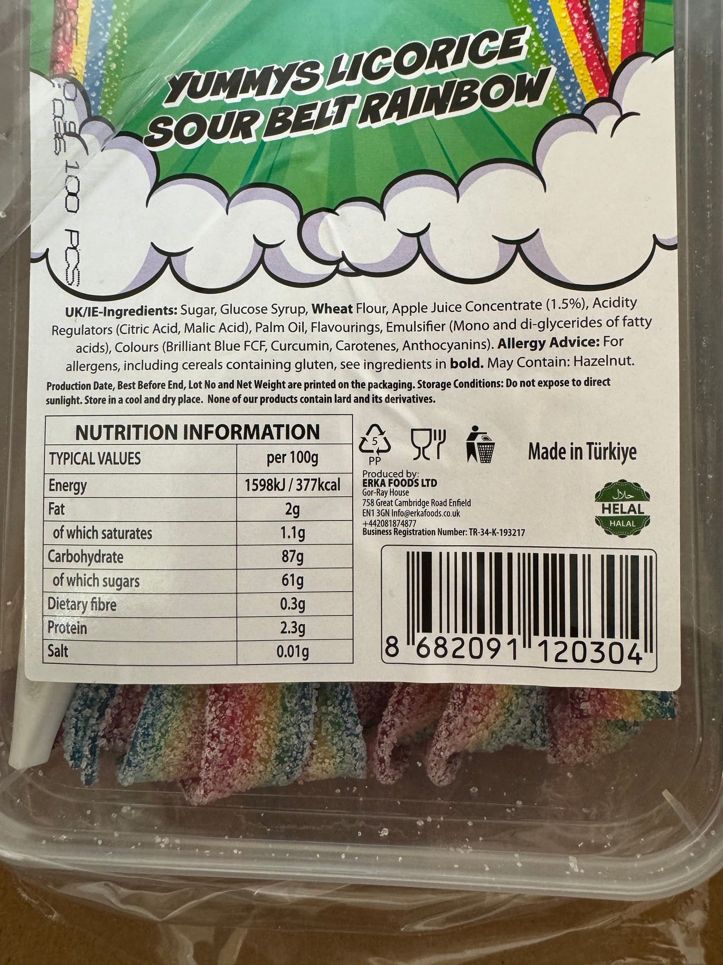 1KG Sour Rainbow Belts Tub