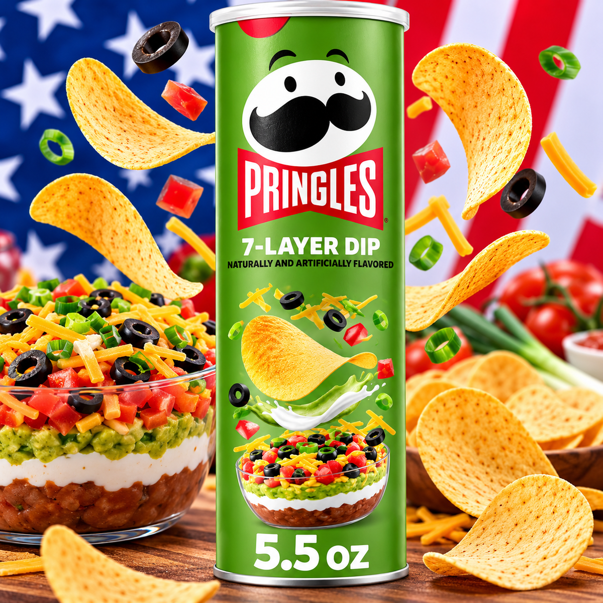 American 7 Layer Dip Pringles