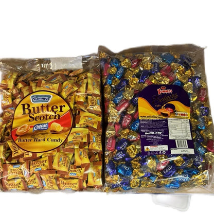 Yummys 1KG BULK BAGS - BUTTER SCOTCH & CHOCOLATE ECLAIRS